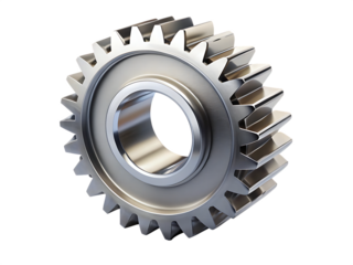  metallic gear with cog teeth structure isolated on white background PNG, AI GENERATED