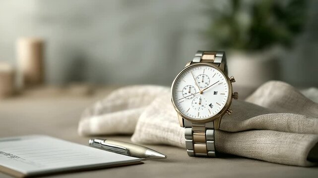 Wristwatch and Checklist in Online Workspace for Time Management