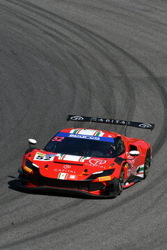 Scarperia, Italy - 11July th 2025: Ferrari 296 GT3 of team AF CORSE drive by Ghandour Ziad in action during Italian Championship GT Endurance event at Mugello Circuit.