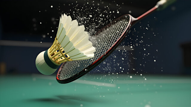 Shuttlecock impact on badminton racket. Physics of shuttlecock hitting racket. Effects of racket strings on shuttlecock. Shuttlecock and racket performance analysis.