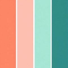 Obraz premium Four vertical color swatches in coral, peach, mint, and teal