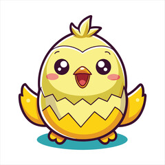 Obraz premium Funny Little Chick Cracking the Egg