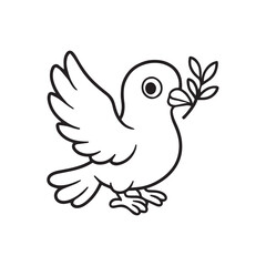 Cartoon dove outline vector illustration