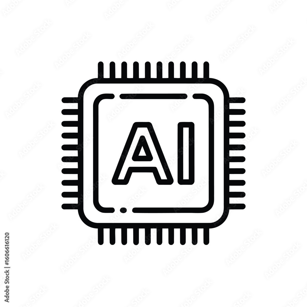 Poster ai chip design a modern icon illustrating artificial intelligence microprocessor technology and comp