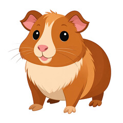 Cute cartoon guinea pig with fluffy fur large eyes small ears and a cheerful expression isolated on a white background