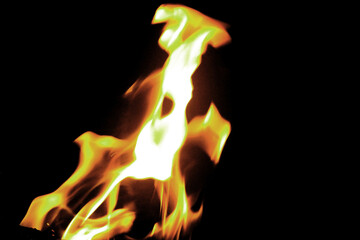 Fototapeta premium Close up burning flames on black background for graphic design or wallpaper.