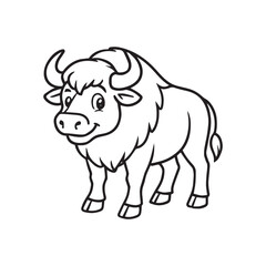 Fototapeta premium Cartoon Buffalo outline vector illustration