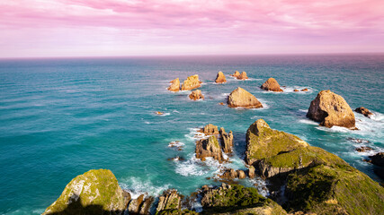 The landscape view  with evening scene of Catlins, Nugget Point South Island, New Zealand.