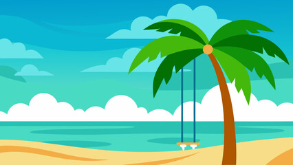 Detailed vector art background scene depicting a beautiful serene landscape