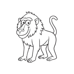 Fototapeta premium Cartoon baboon outline vector illustration