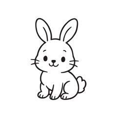 Obraz premium Cartoon rabbit outline vector illustration
