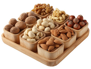 Fototapeta premium Delicious mixed nuts platter kitchen food photography cozy setup. Isolated on transparent background, png.