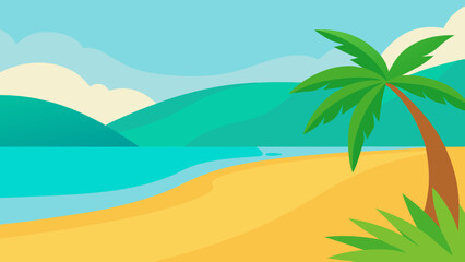 Serene Tropical Beach Background Scene Rendered with Beautiful Warm Tones