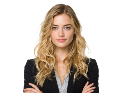 Professional studio portrait of a confident businesswoman. Isolated on transparent background, png.