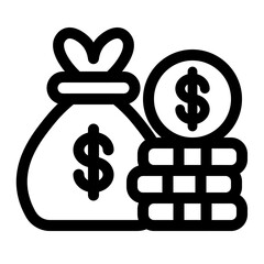 Financial Strategy Icon Money Bag and Coins