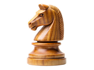  wooden knight chess piece close up view isolated  on white background PNG, AI GENERATED