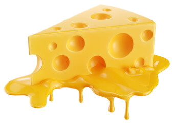 Melted yellow cheese 3d illustration.
