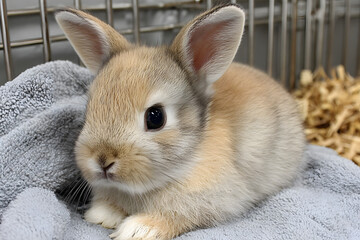 A tiny domestic rabbit breed known for its small size and origins in Europe