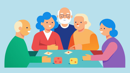 Elderly people enjoying a board game fostering companionship and mental engagement