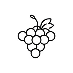 Outlined Grapes Cluster with Twirled Vine Vector Illustration for Design Projects