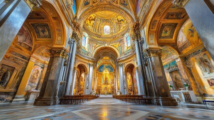 Grand interior of a basilica