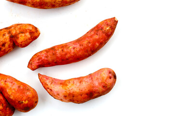 Sweet potato on white background.