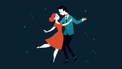 Joyful Couple Dancing In Rain Romantic Spontaneous Happy Moment