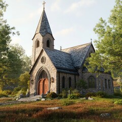 Fototapeta premium Stone church in a serene forest