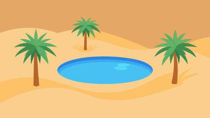 Obraz premium Discover a stark beautiful desert oasis centered around a calm pool