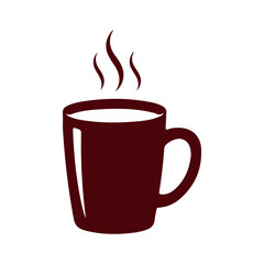 Maroon Coffee Mug with Steam on White Background drink