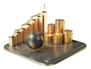 Forex Investment Chart, Gold Stock Trading and Financial Investment 3d illustration.