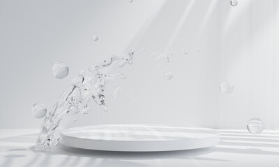 Podium on the water for product presentation. Natural beauty pedestal, relaxation and health, 3d illustration