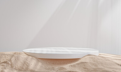 podium for product presentation. Natural beauty pedestal, relaxation and health, 3d illustration