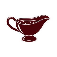 Maroon Gravy Boat Illustration with White Background