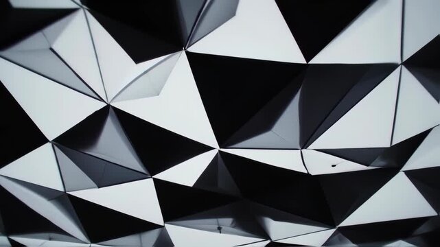 Abstract geometric pattern of interlocking triangles in black and white