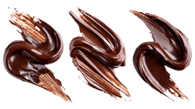 Chocolate swirl art creation studio image series clean background. Isolated on transparent background, png.