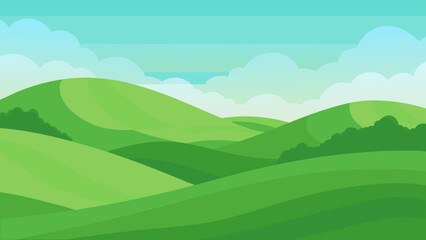 Behold a Rolling Landscape of Green Hills Beneath a Soft Overcast Sky