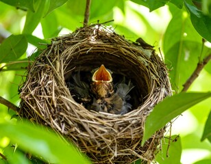 Baby bird in a nest