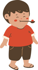 A Boy Playing Marbles Competition in Indonesia Independence Day.