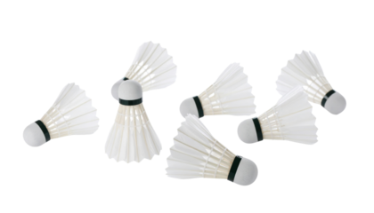 Flying Badminton Shuttlecocks Isolated on White Background

