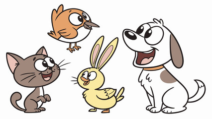set of funny animals
