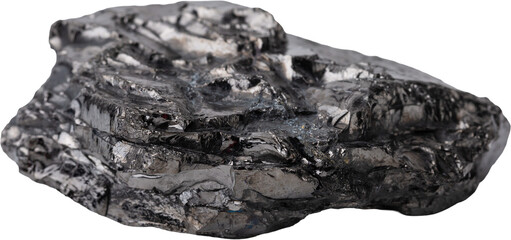 Natural black fossil coal on a white isolated background. © Budjak Studio