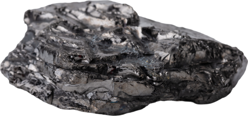 Natural black fossil coal on a white isolated background.