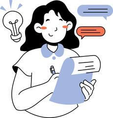 Flat Illustration of Person Brainstorming Ideas