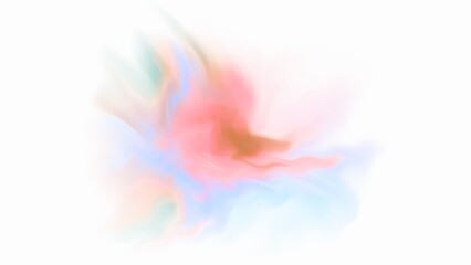 Obraz premium Colorful abstract smoke or ink cloud blending softly on a white background