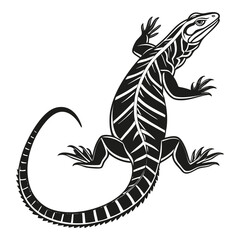 Striking Monochrome Lizard Illustration Detailed Reptilian Artwork with Bold Contrast and Intricate Markings a Captivating Display of Wildlife Artistry