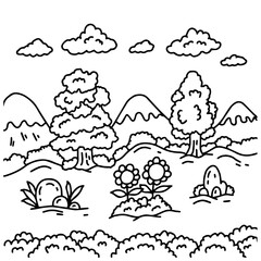 Design Coloring Page Landscape For Kids
