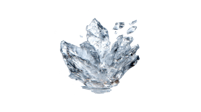 Glistening ice cube on a black background, captivating contrast of light and shadow.