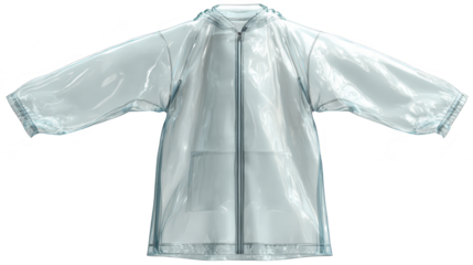 Waterproof white raincoat with hood, essential rainwear for allweather protection.