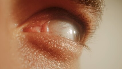 Macro shot of human eye with visible blood vessels and eyelashes